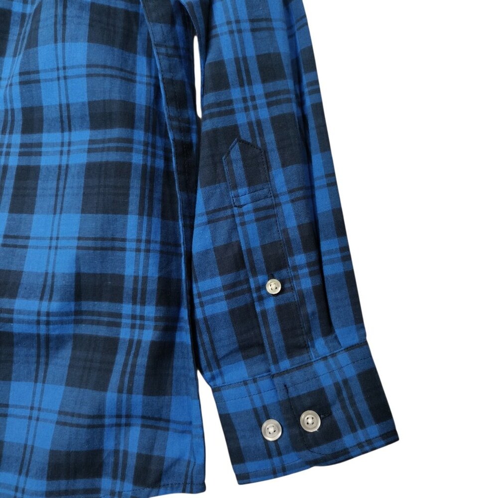 Buzz Cuts Blue Plaid Long Sleeve Button Up Shirt Boys Size Large 14-16 - Picture 4 of 5